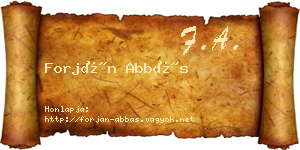 Forján Abbás névjegykártya
